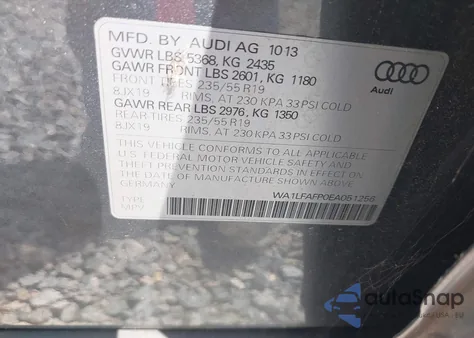 2014 Audi Q5 2.0T Premium from USA, damaged, VIN WA1LFAFP0EA051256